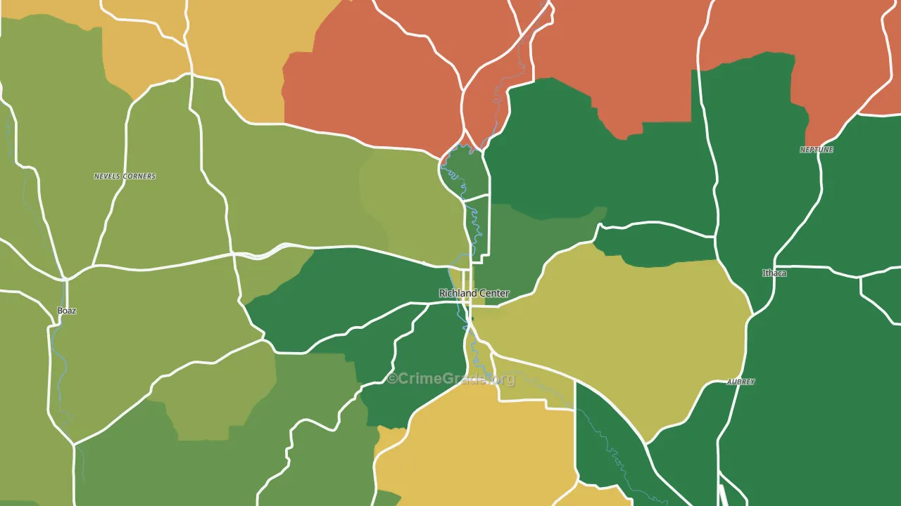 Richland Center, WI Map of Arson Rates