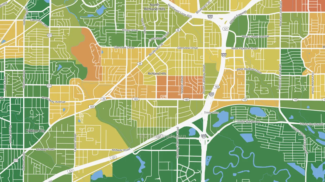 Richland Hills, TX Map of Arson Rates