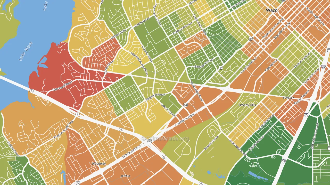 Richland Hills, Waco, TX Map of Arson Rates