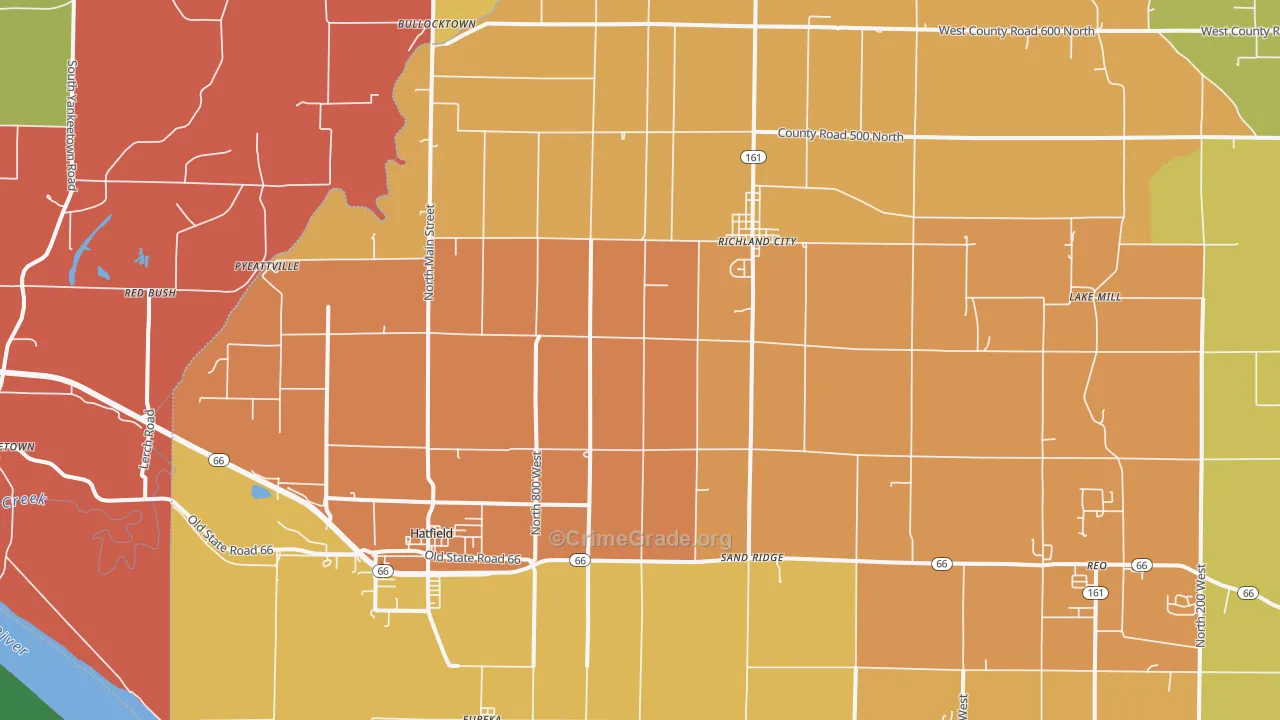 Richland, IN Map of Arson Rates