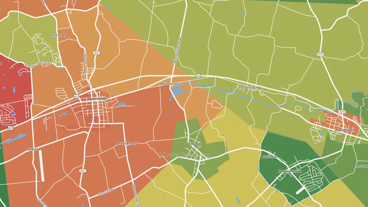 Richland, PA Map of Arson Rates