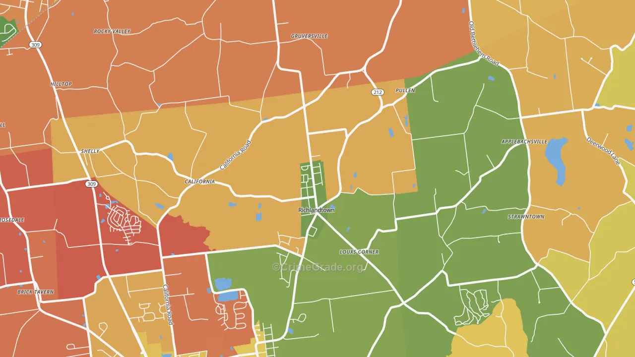 Richlandtown, PA Map of Arson Rates