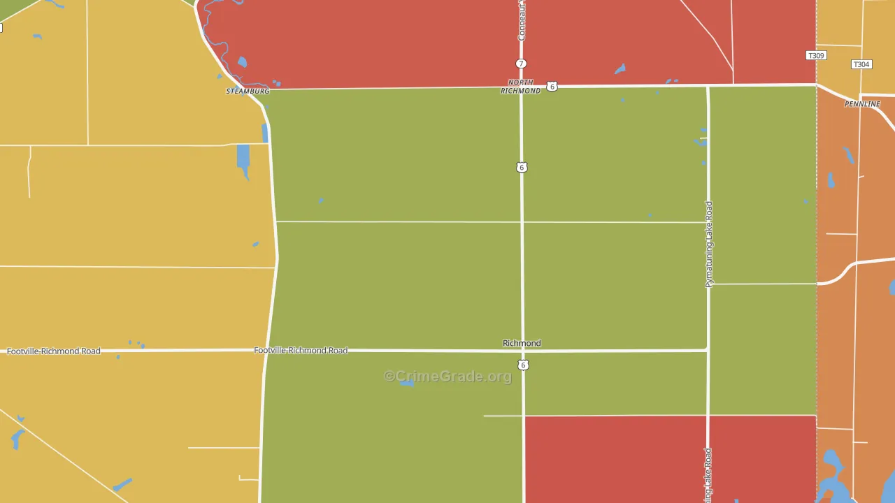 Richmond Center, OH Map of Arson Rates