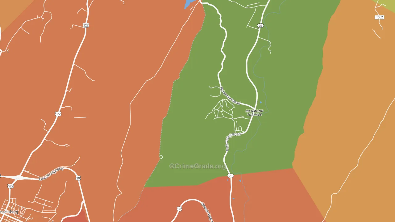 Richmond Furnace, PA Map of Arson Rates