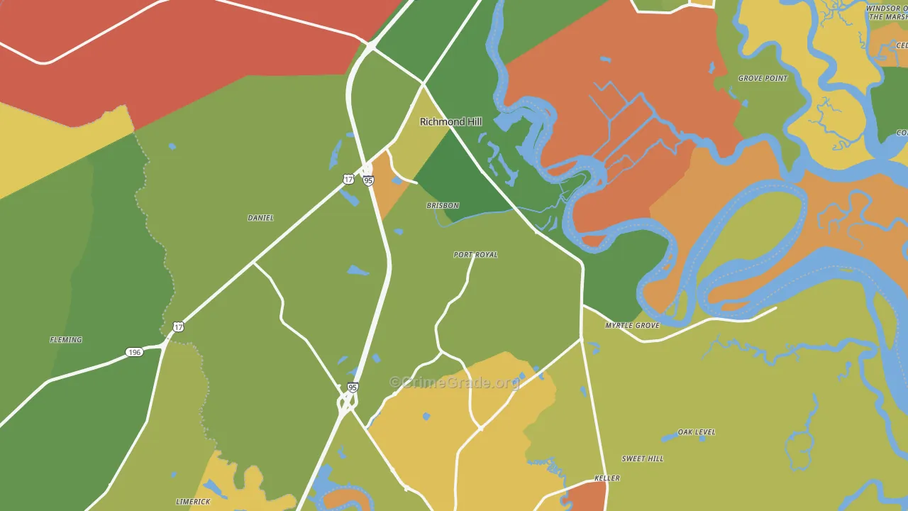 Richmond Hill, GA Map of Arson Rates