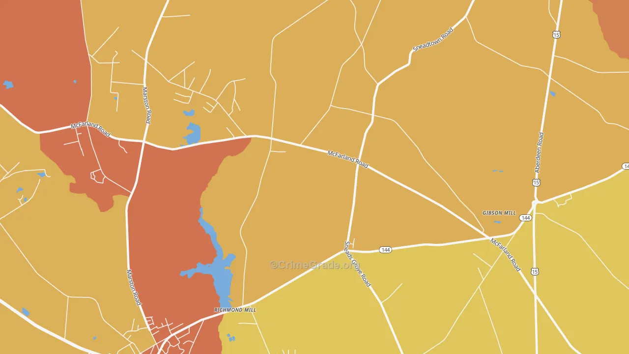 Richmond Mills, NC Map of Arson Rates