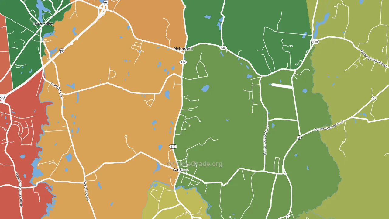 Richmond, RI Map of Arson Rates