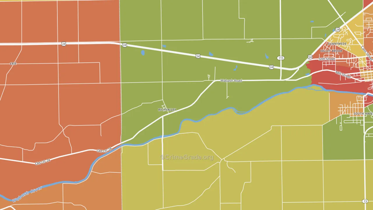 Richvalley, IN Map of Arson Rates
