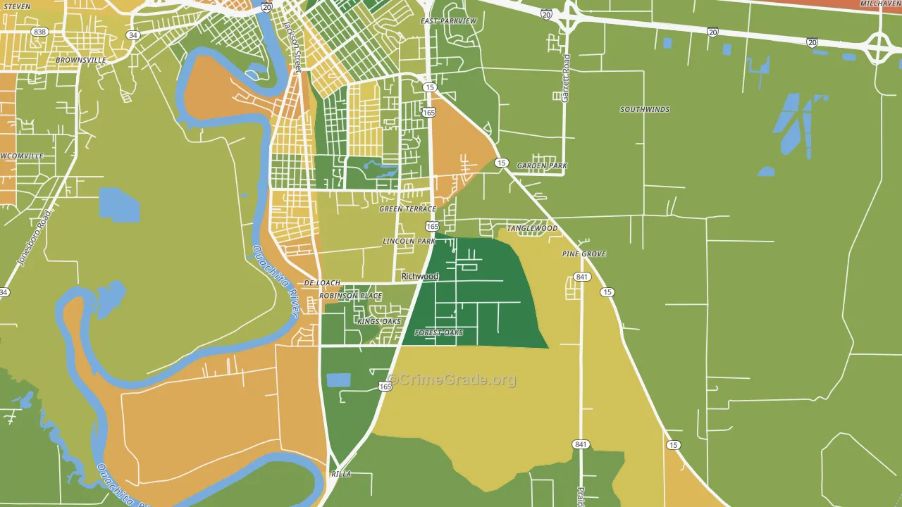 Richwood, LA Map of Arson Rates