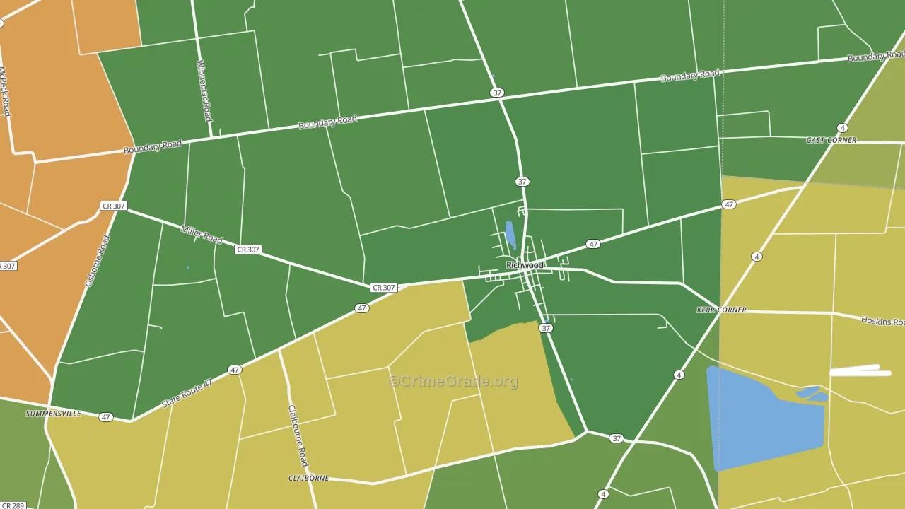 Richwood, OH Map of Arson Rates