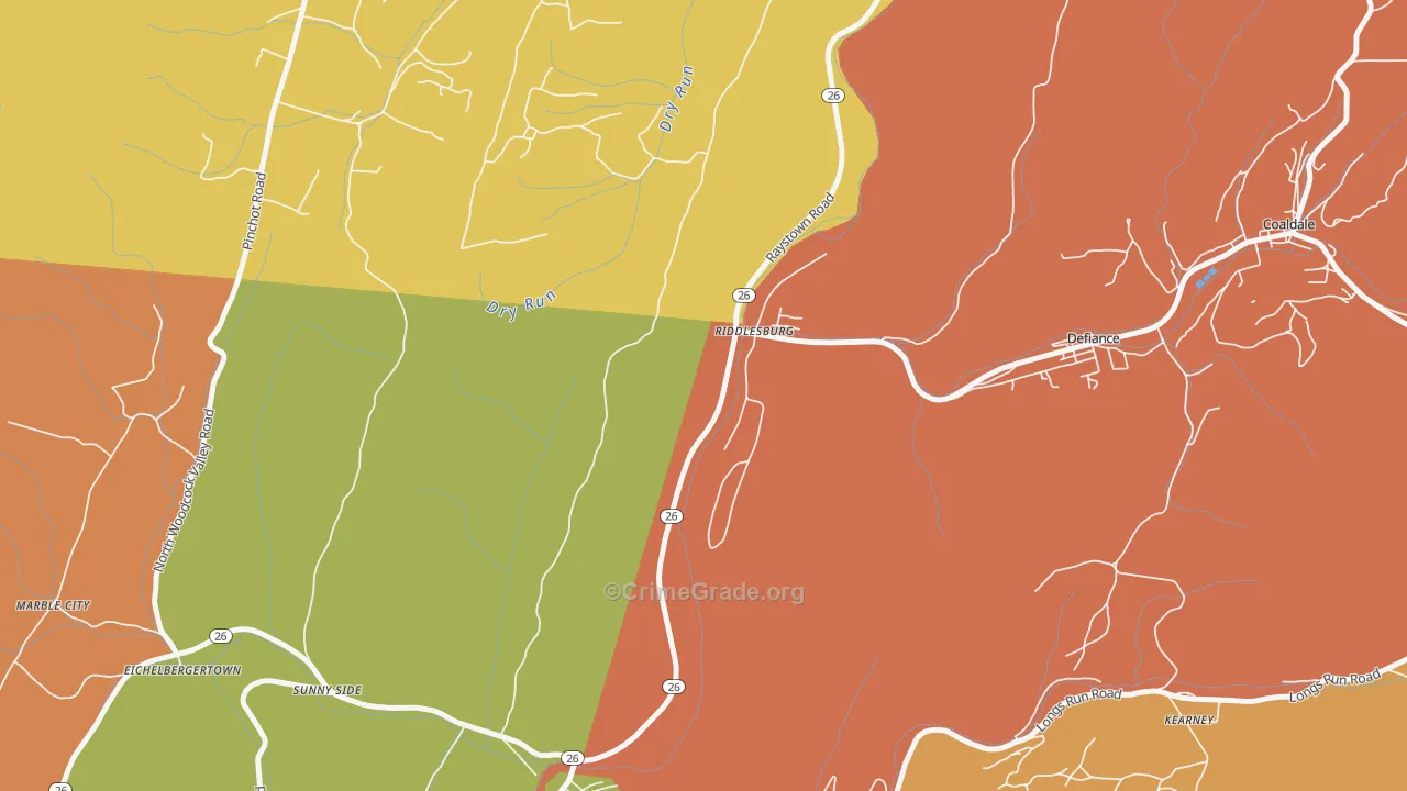 Riddlesburg, PA Map of Arson Rates