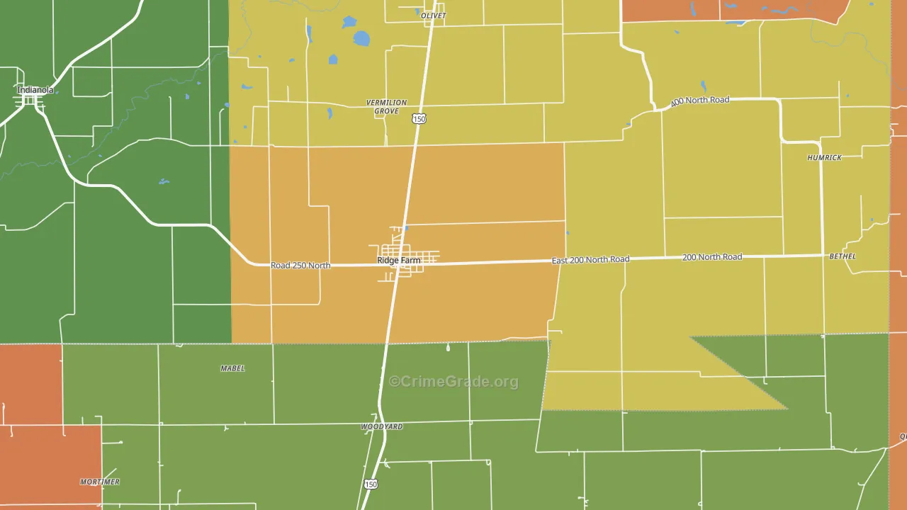 Ridge Farm, IL Map of Arson Rates
