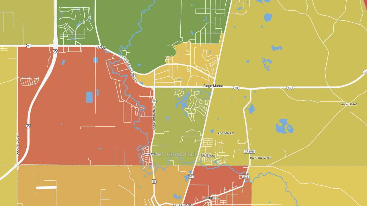 Ridge Manor, FL Map of Arson Rates