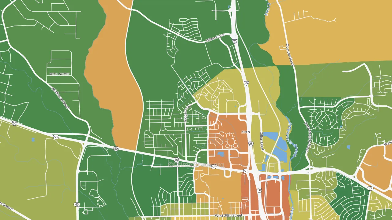 Ridge, Pueblo, CO Map of Arson Rates