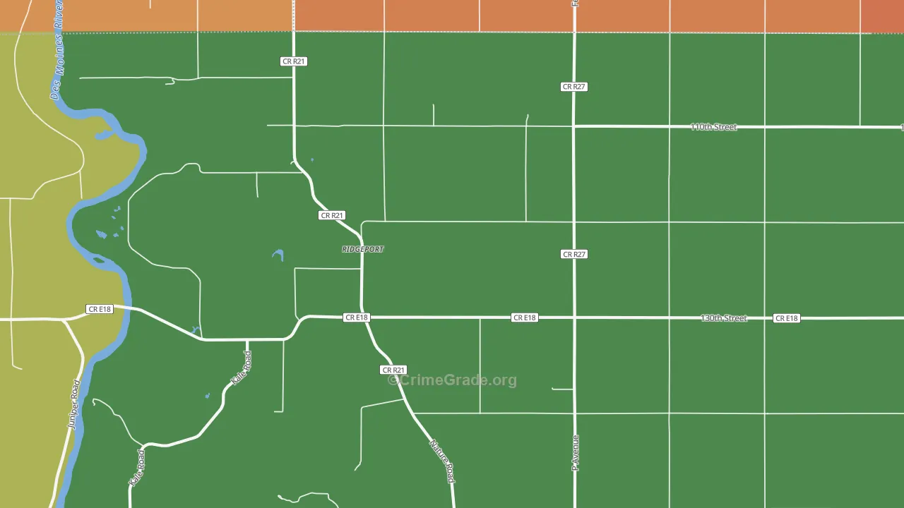 Ridgeport, IA Map of Arson Rates