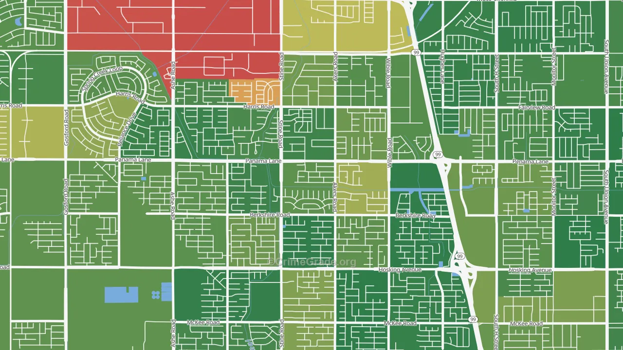 Ridgeview Estates, Bakersfield, CA Map of Arson Rates