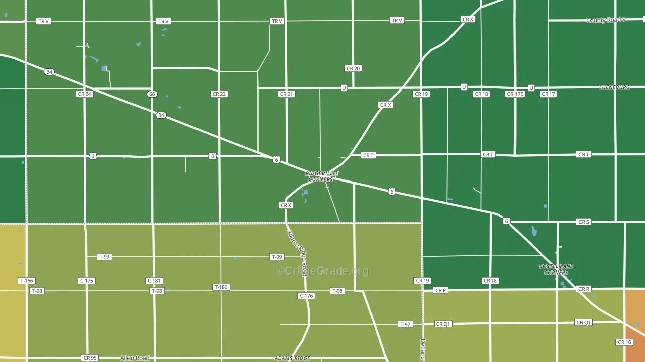 Ridgeville Corners, OH Map of Arson Rates