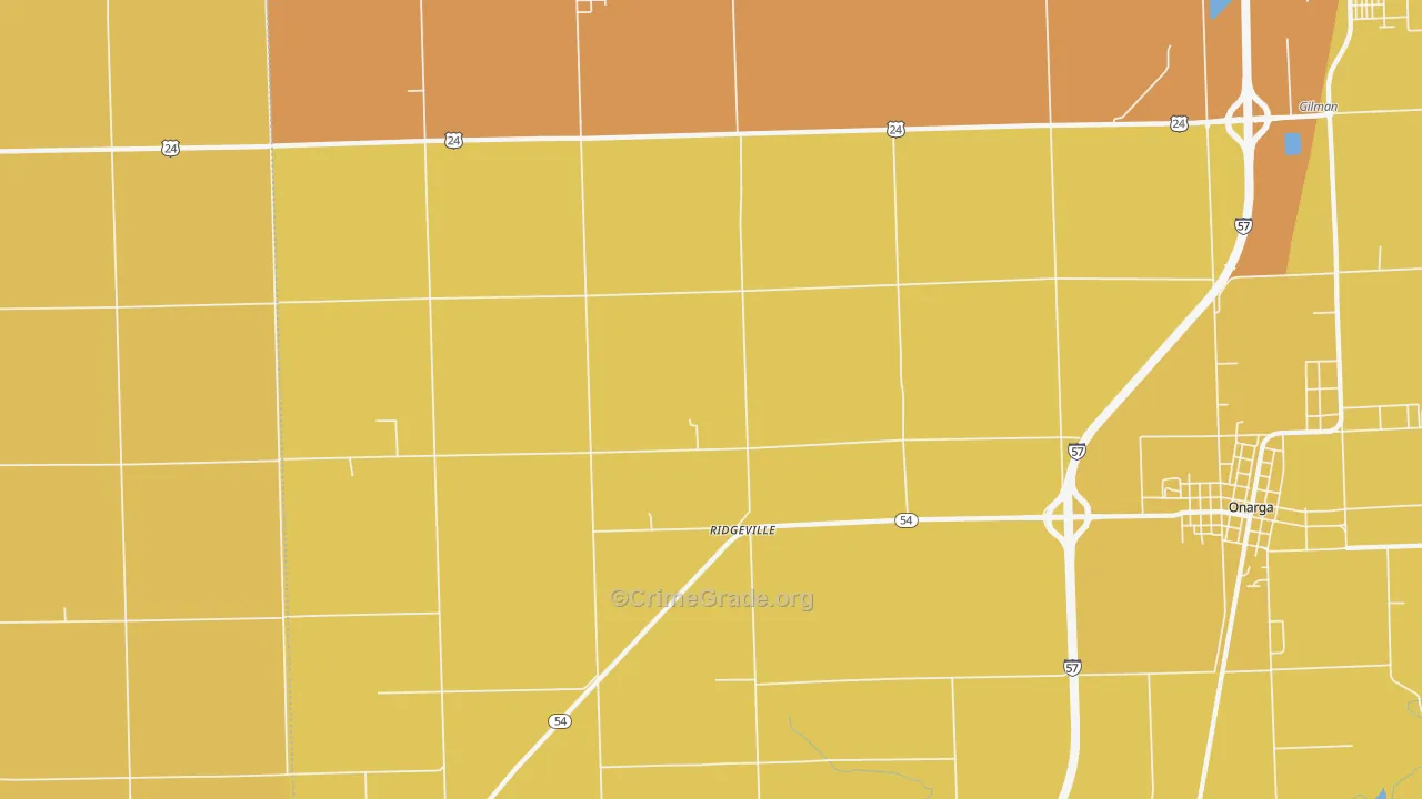 Ridgeville, IL Map of Arson Rates