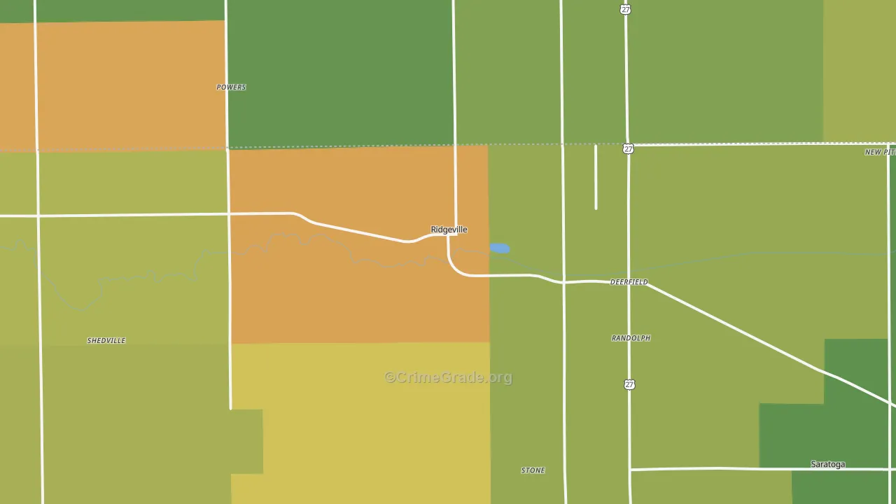 Ridgeville, IN Map of Arson Rates