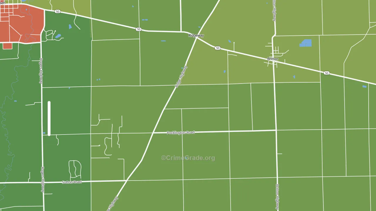 Ridgeway, MI Map of Arson Rates