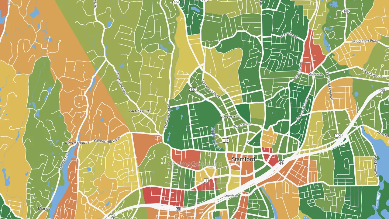 Ridgeway, Stamford, CT Map of Arson Rates