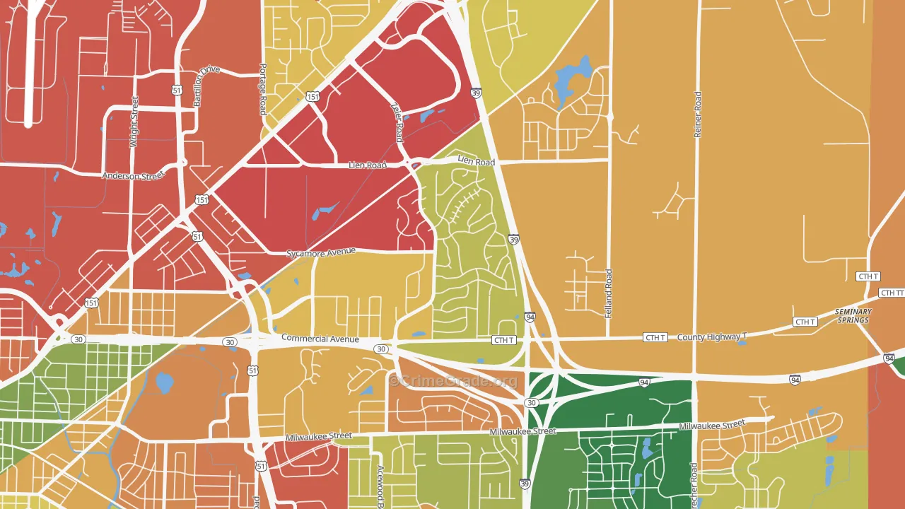 Ridgewood, Madison, WI Map of Arson Rates