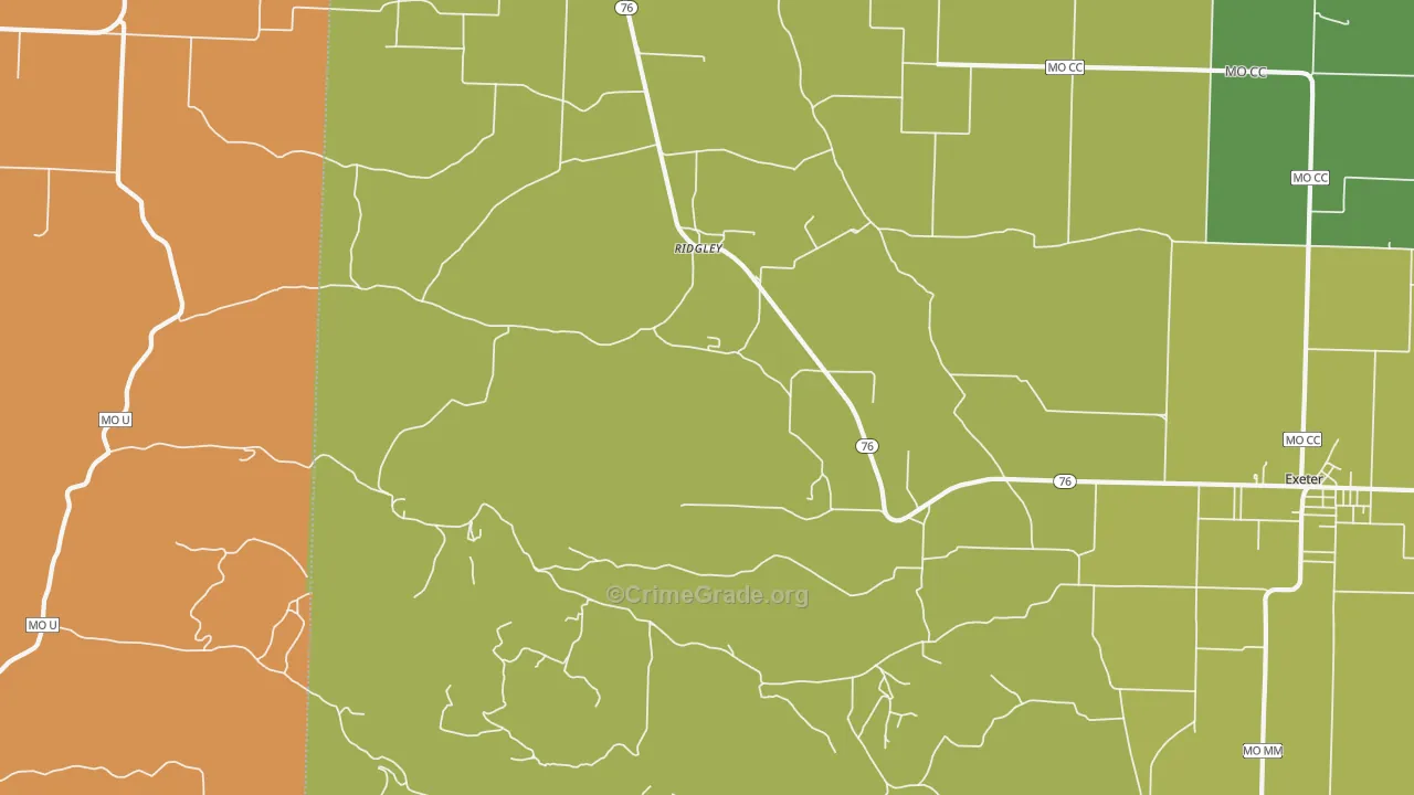 Ridgley, MO Map of Arson Rates