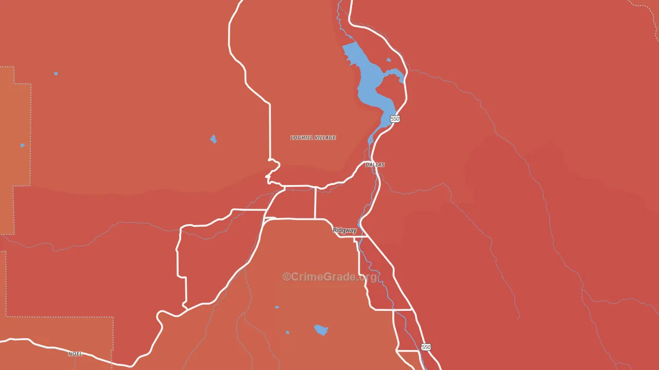 Ridgway, CO Map of Arson Rates