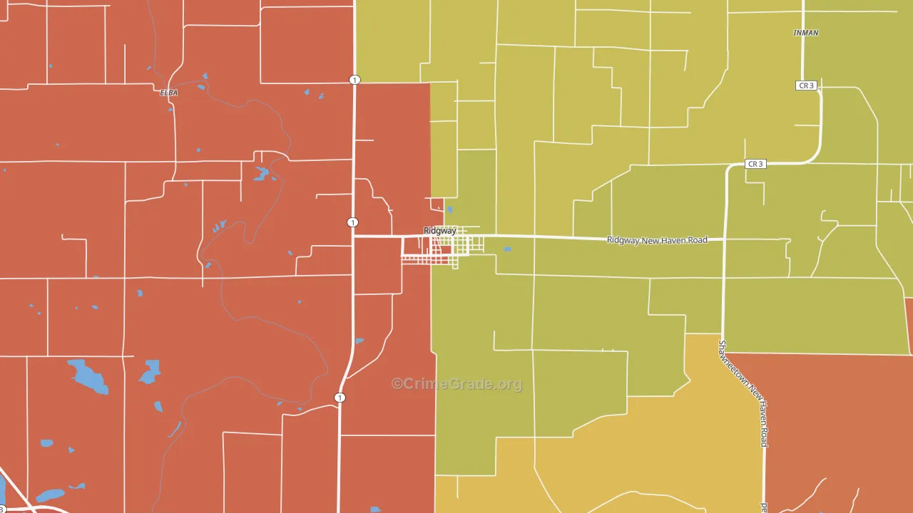 Ridgway, IL Map of Arson Rates
