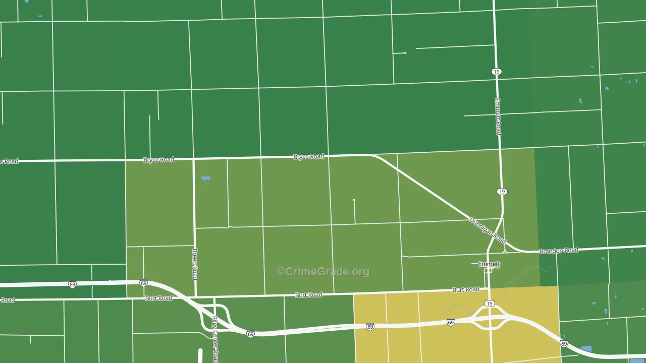 Riley Center, MI Map of Arson Rates