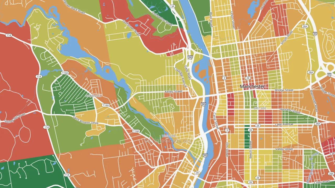 Rimmon Heights, Manchester, NH Map of Arson Rates