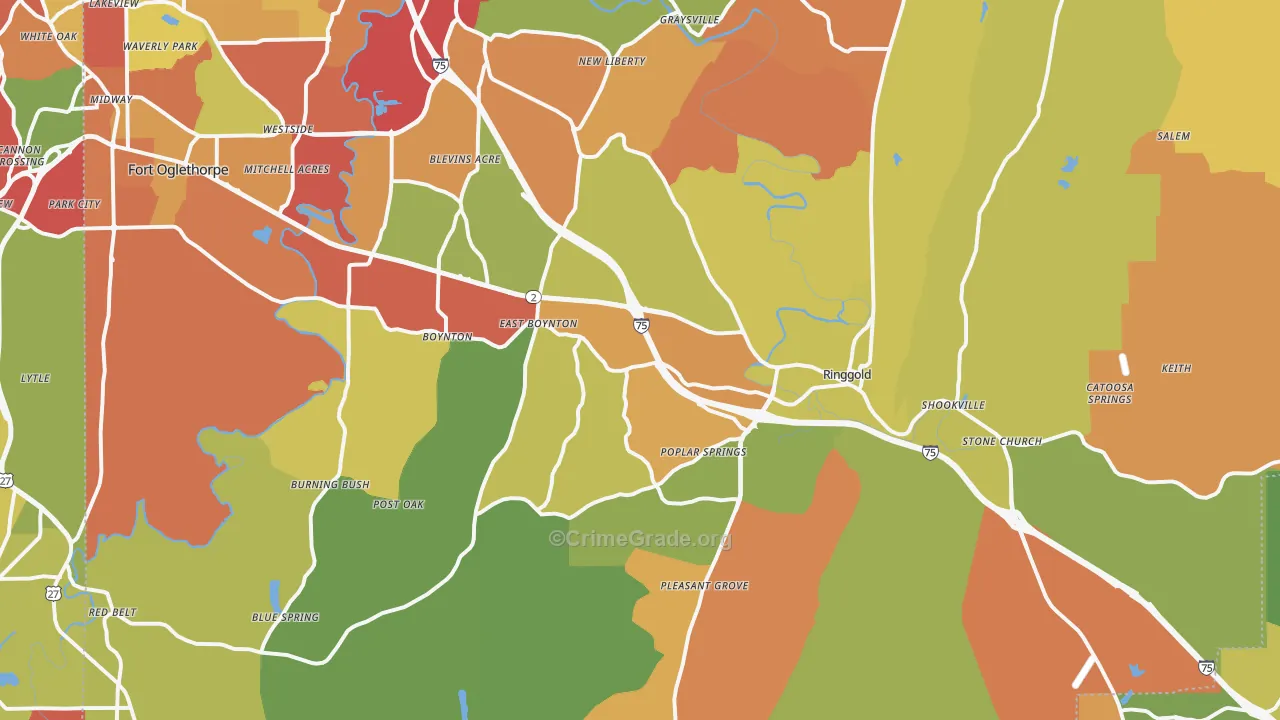 Ringgold, GA Map of Arson Rates