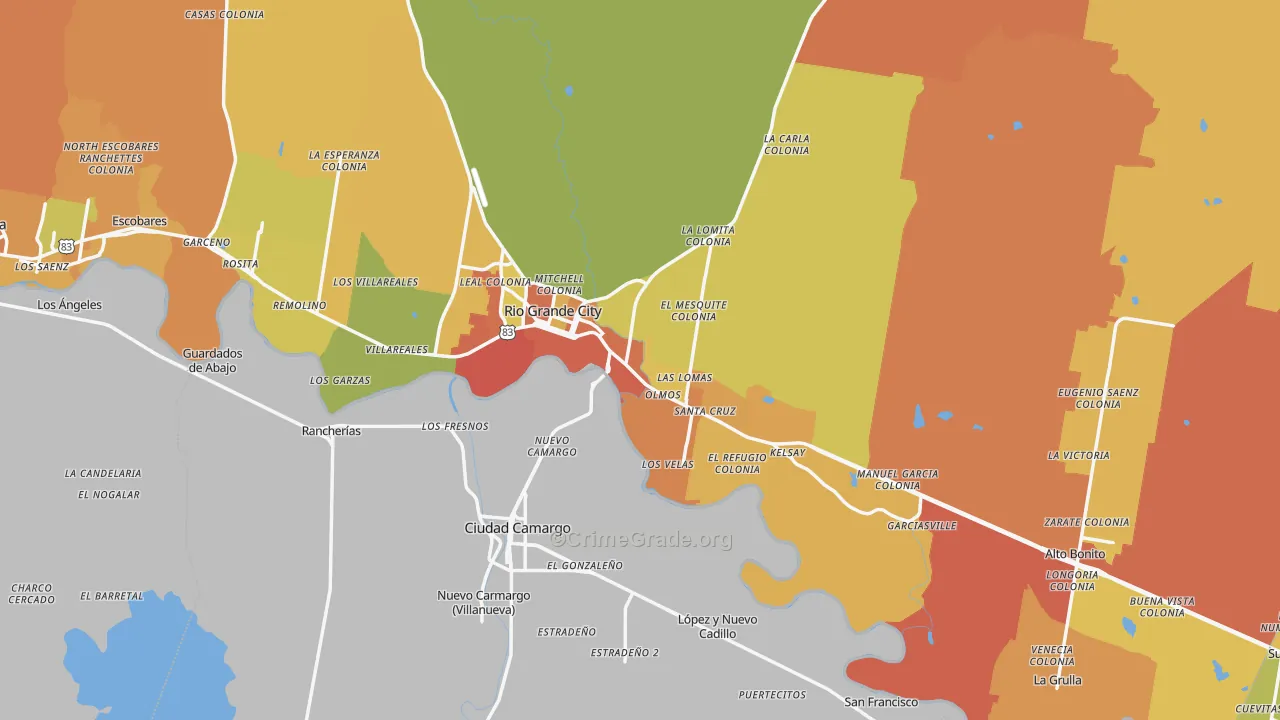 Rio Grande City, TX Map of Arson Rates