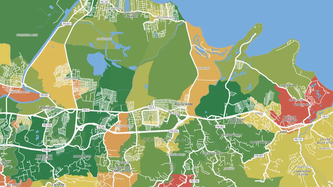 Rio Grande, PR Map of Arson Rates