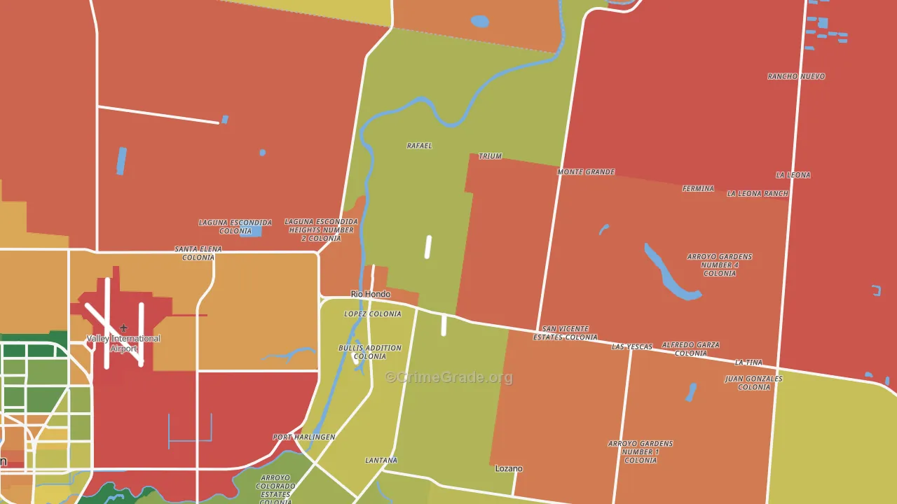 Rio Hondo, TX Map of Arson Rates