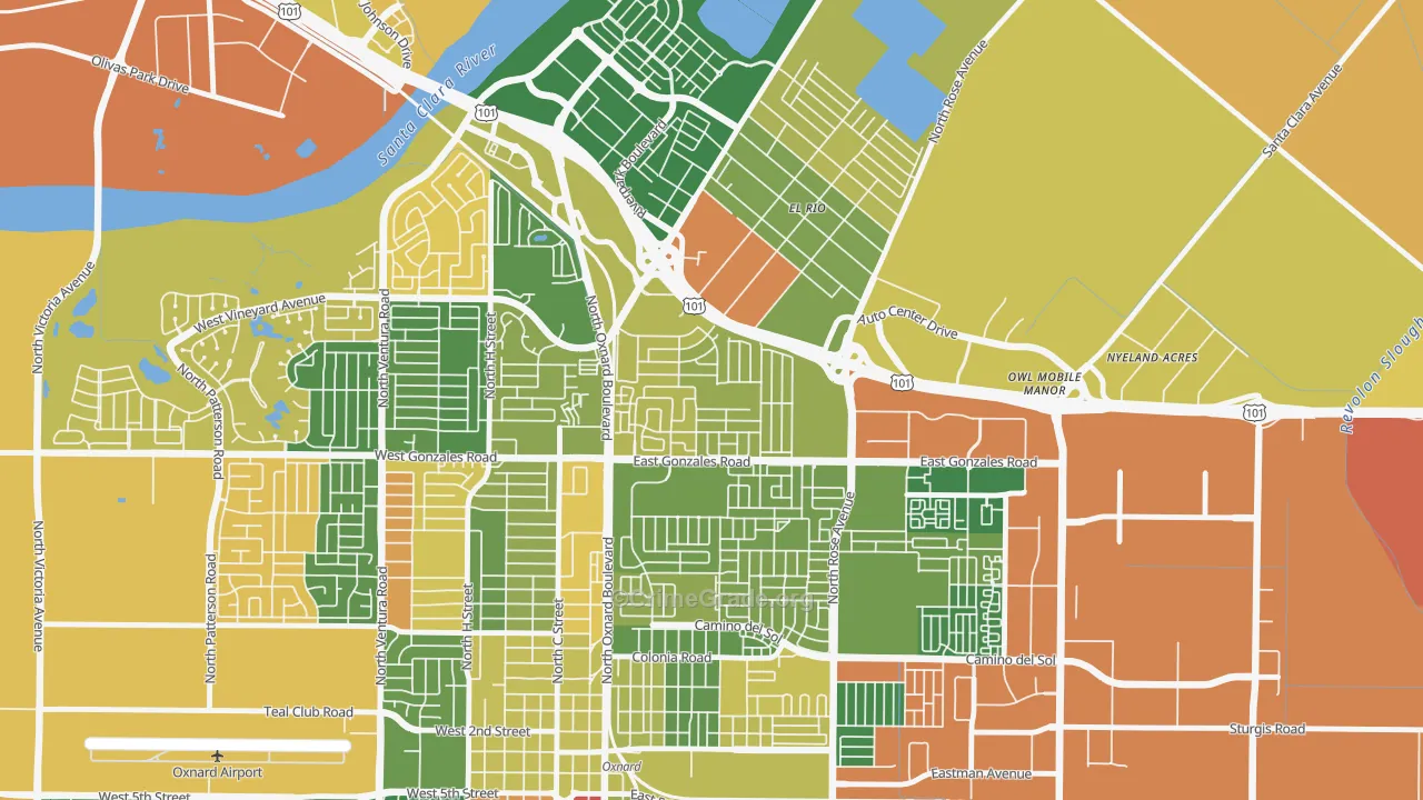 Rio Lindo, Oxnard, CA Map of Arson Rates