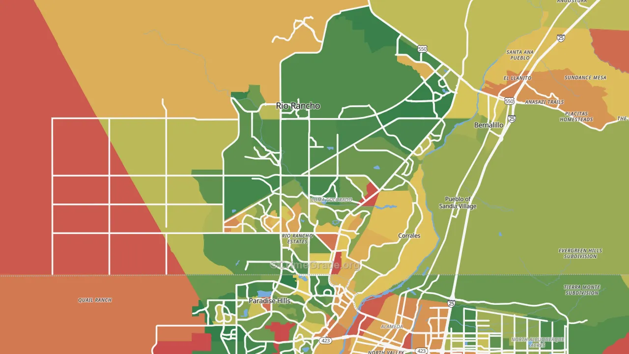 Rio Rancho, NM Map of Arson Rates
