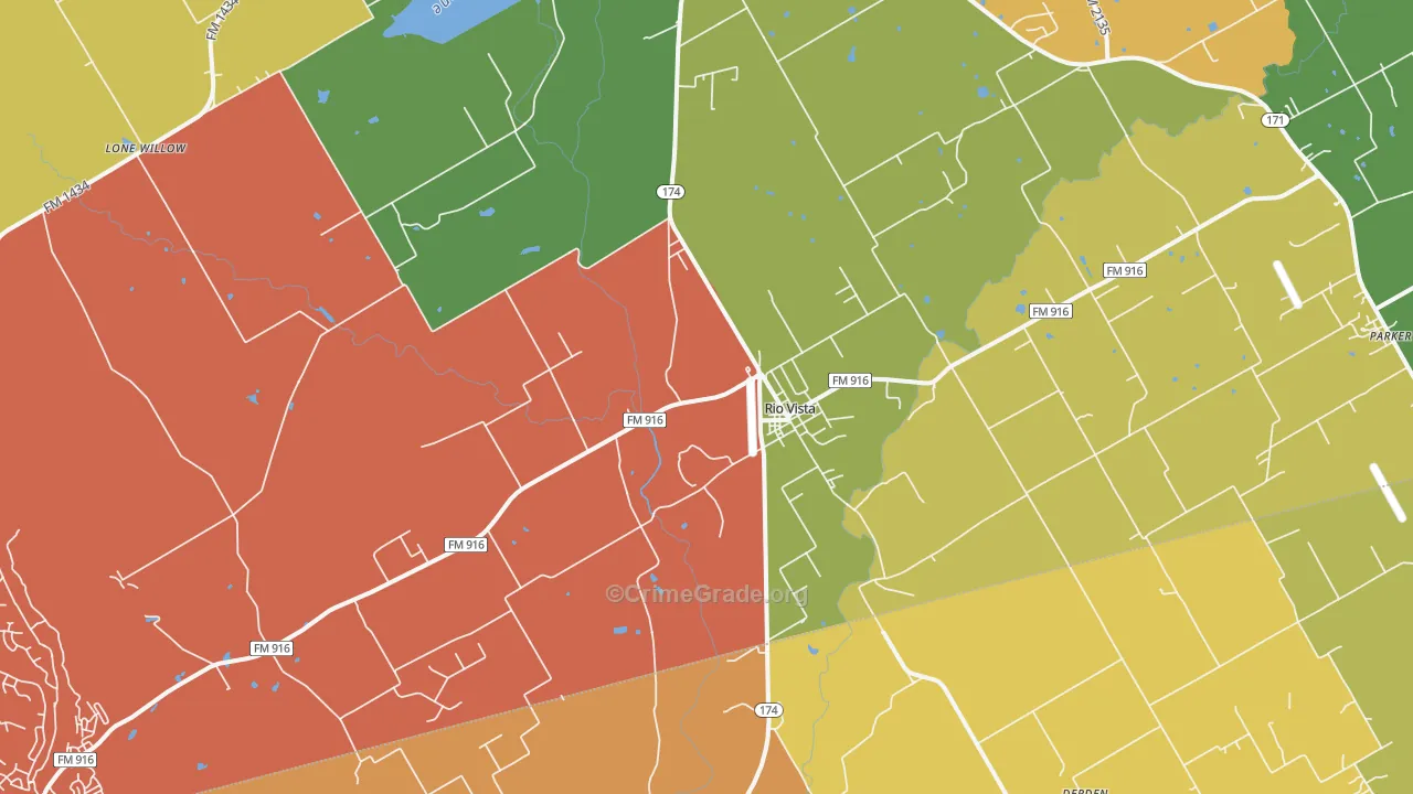 Rio Vista, TX Map of Arson Rates
