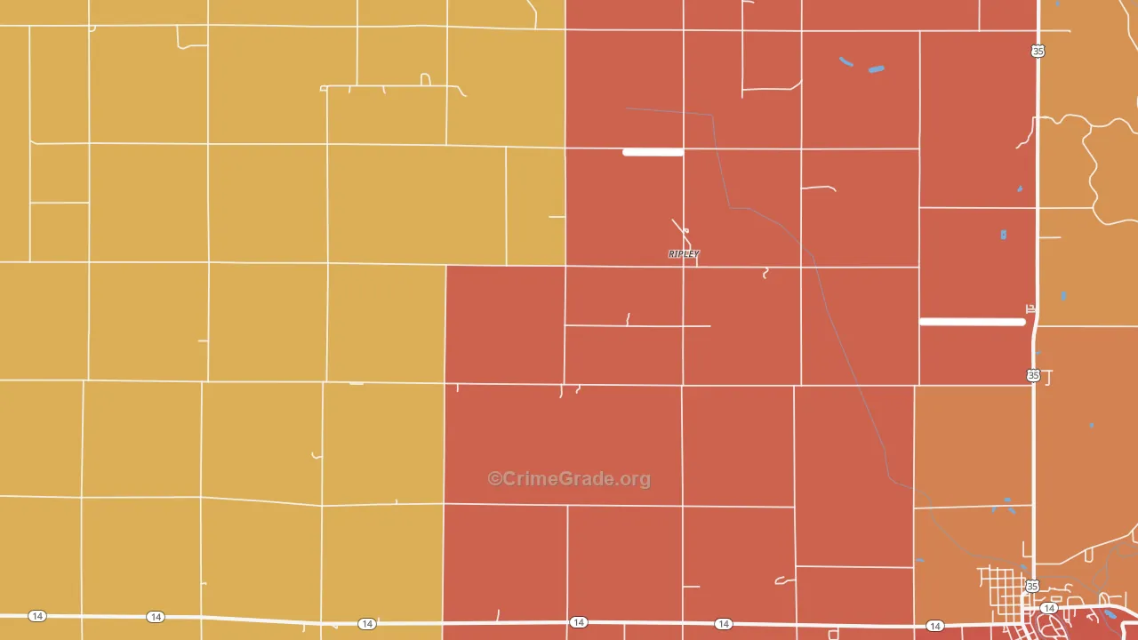 Ripley, IN Map of Arson Rates