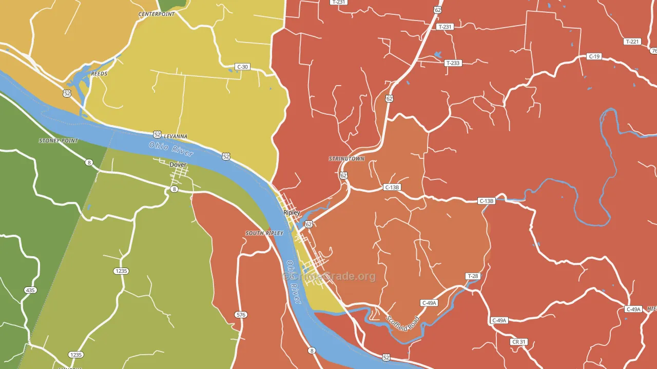Ripley, OH Map of Arson Rates