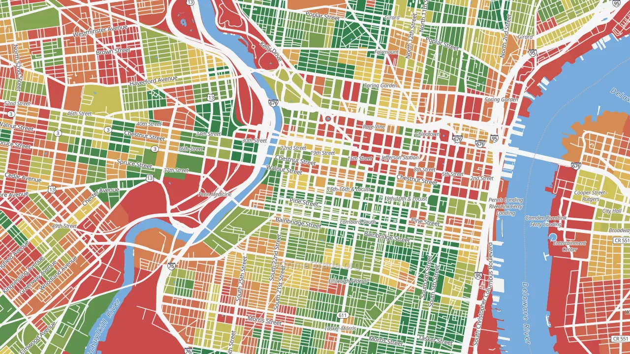Rittenhouse Square, Philadelphia, PA Map of Arson Rates