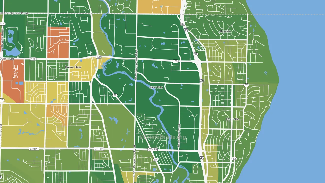 River Hills, WI Map of Arson Rates
