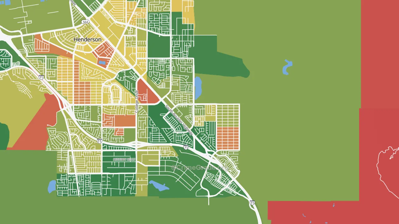 River Mountain, Henderson, NV Map of Arson Rates