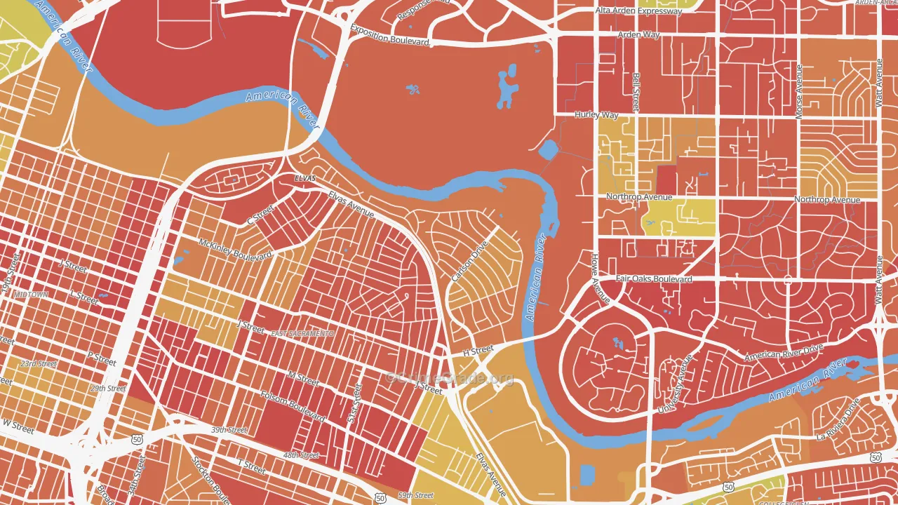 River Park, Sacramento, CA Map of Arson Rates