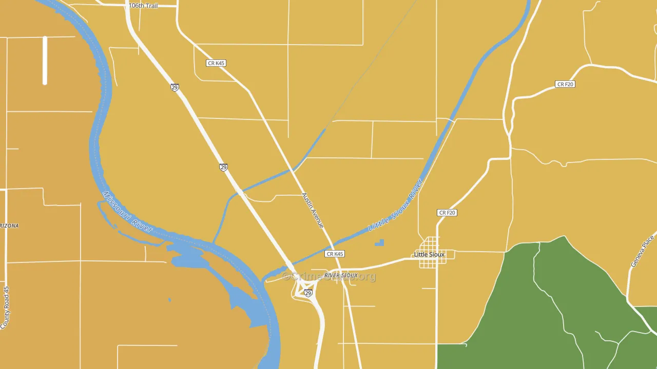 River Sioux, IA Map of Arson Rates