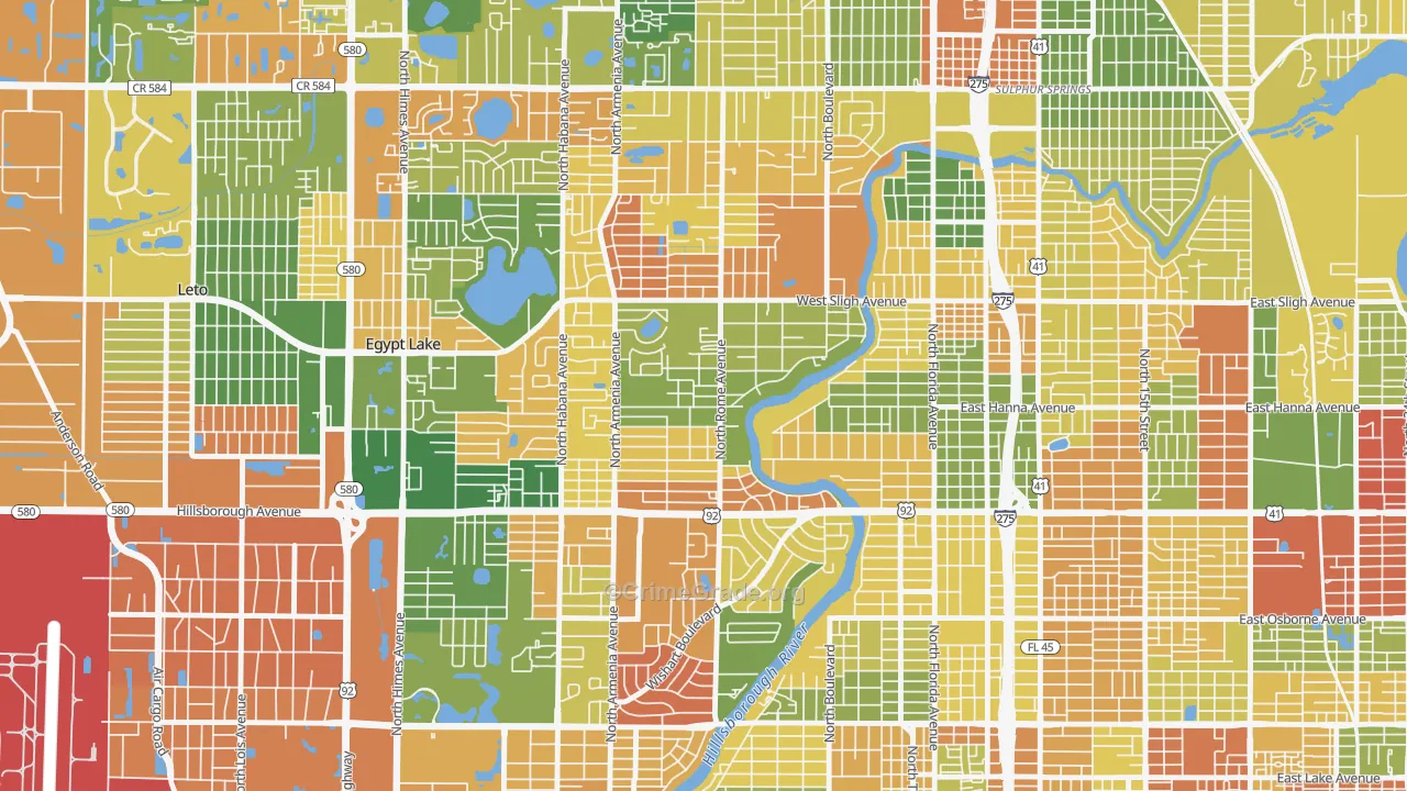 Riverbend, Tampa, FL Map of Arson Rates