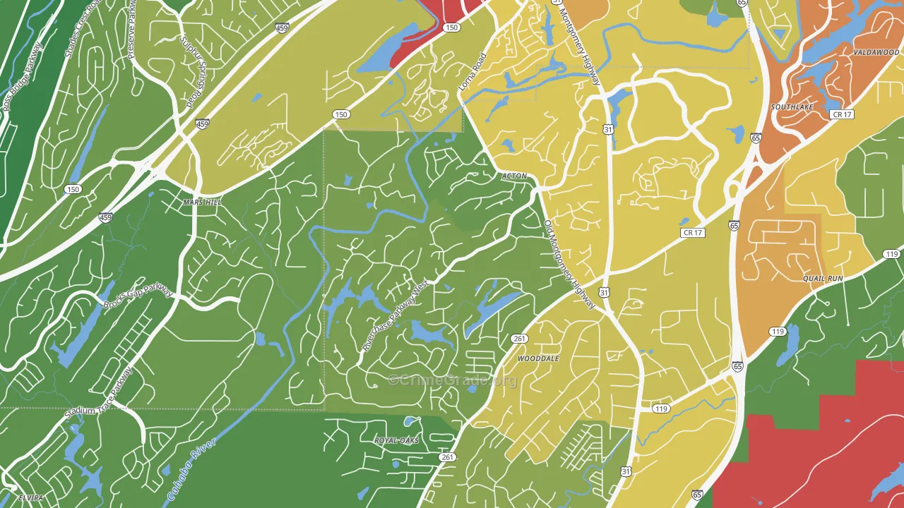 Riverchase Country Club, Hoover, AL Map of Arson Rates