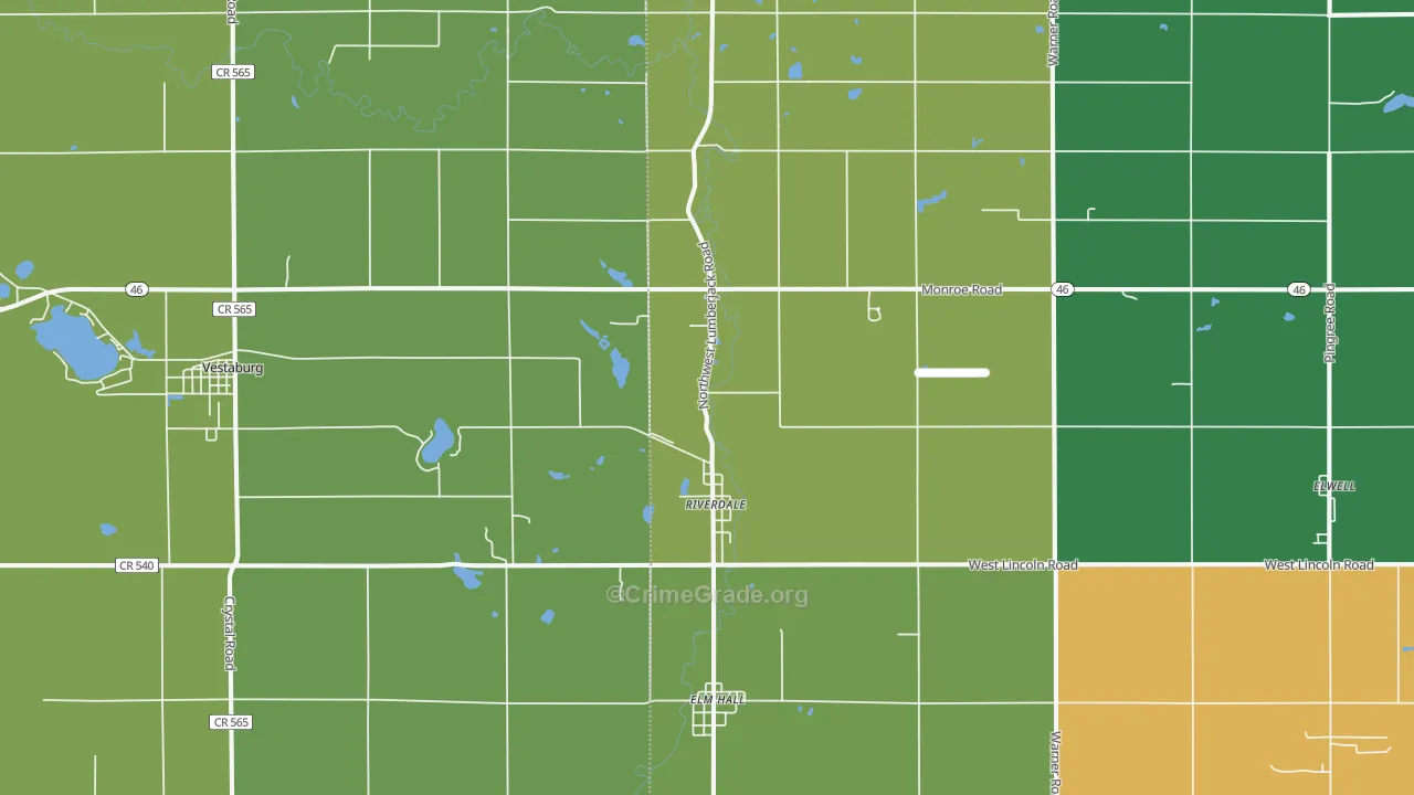 Riverdale, MI Map of Arson Rates