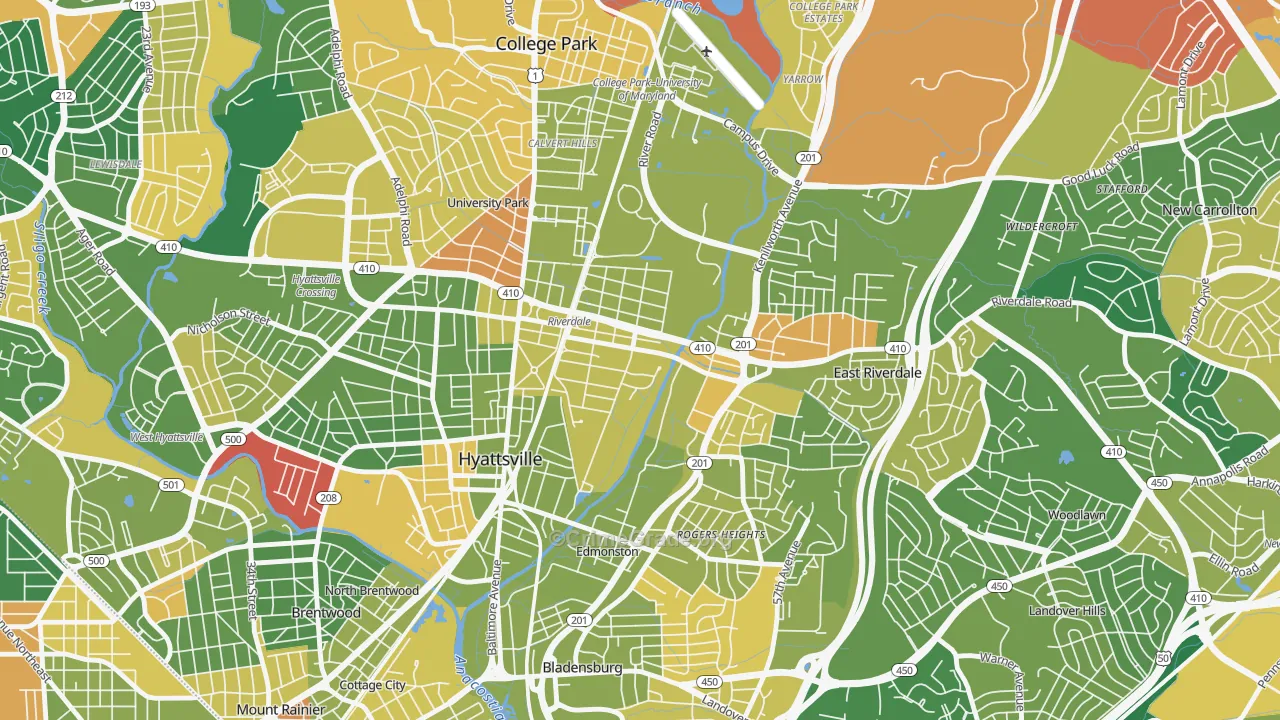 Riverdale Park, MD Map of Arson Rates
