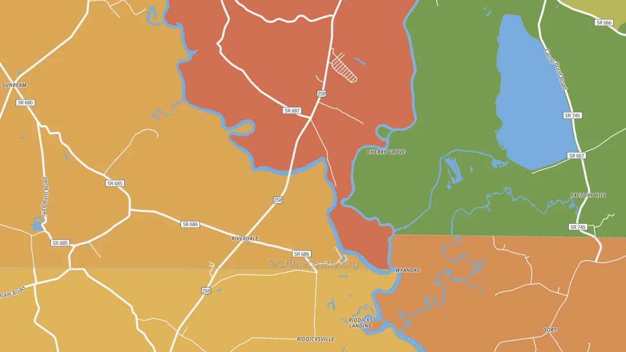 Riverdale, VA Map of Arson Rates